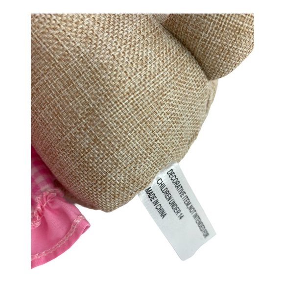 Easter Spring Bunny Rabbit Plush Stuffed Animal Home Decor Pink Check Dress 12" - Picture 8 of 8